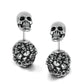 Heart Skull Earrings Gothic Double Sided Silver Studs