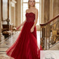 Sequin Hearts Juniors Strapless Rhinestone Gown - Wine, Size 5