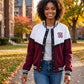 Say What? Juniors Letterman Snap Jacket,Size Large