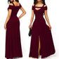 Plus Size V-Neck Off-Shoulder Maxi Dress