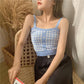 Knitted Plaid Crop Top
