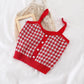 Knitted Plaid Crop Top