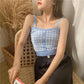 Knitted Plaid Crop Top