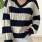 Chic Striped V-Neck Sweater