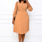 Plus Size Solid Color Midi Dress for Women