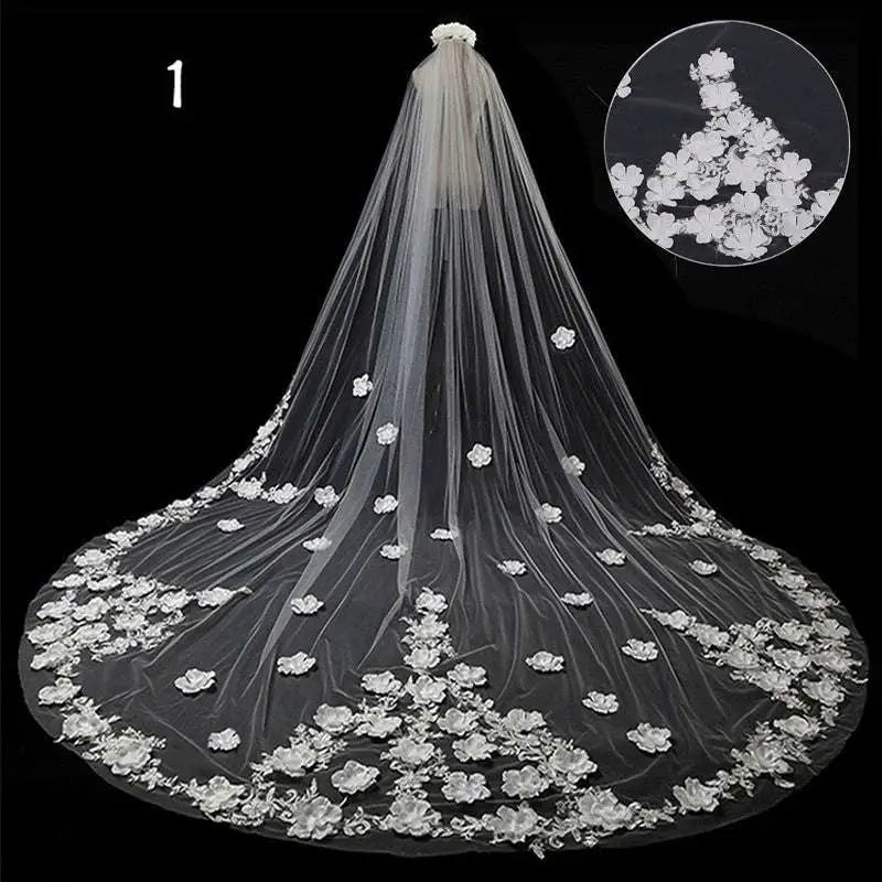 Long Lace Wedding Veil, Wide Style