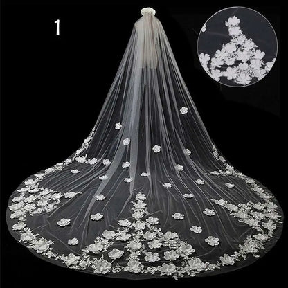 Long Lace Wedding Veil, Wide Style