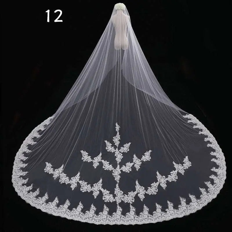 Long Lace Wedding Veil, Wide Style