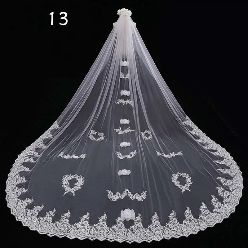 Long Lace Wedding Veil, Wide Style