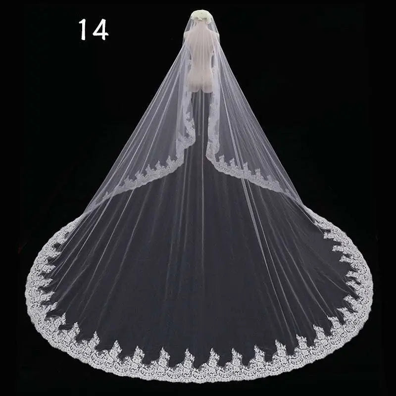 Long Lace Wedding Veil, Wide Style