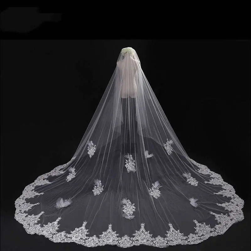 Long Lace Wedding Veil, Wide Style