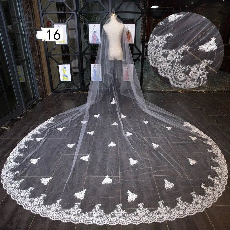 Long Lace Wedding Veil, Wide Style