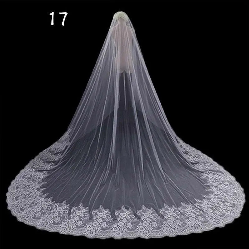 Long Lace Wedding Veil, Wide Style