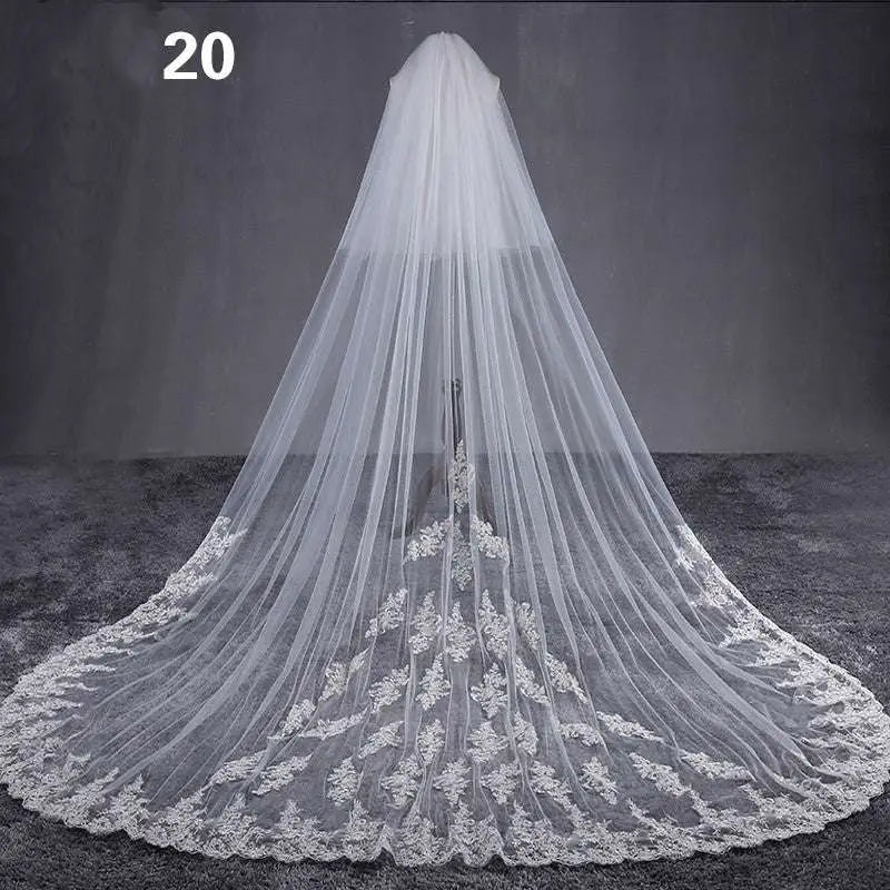 Long Lace Wedding Veil, Wide Style