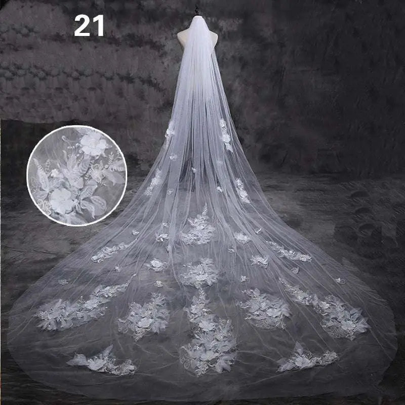 Long Lace Wedding Veil, Wide Style