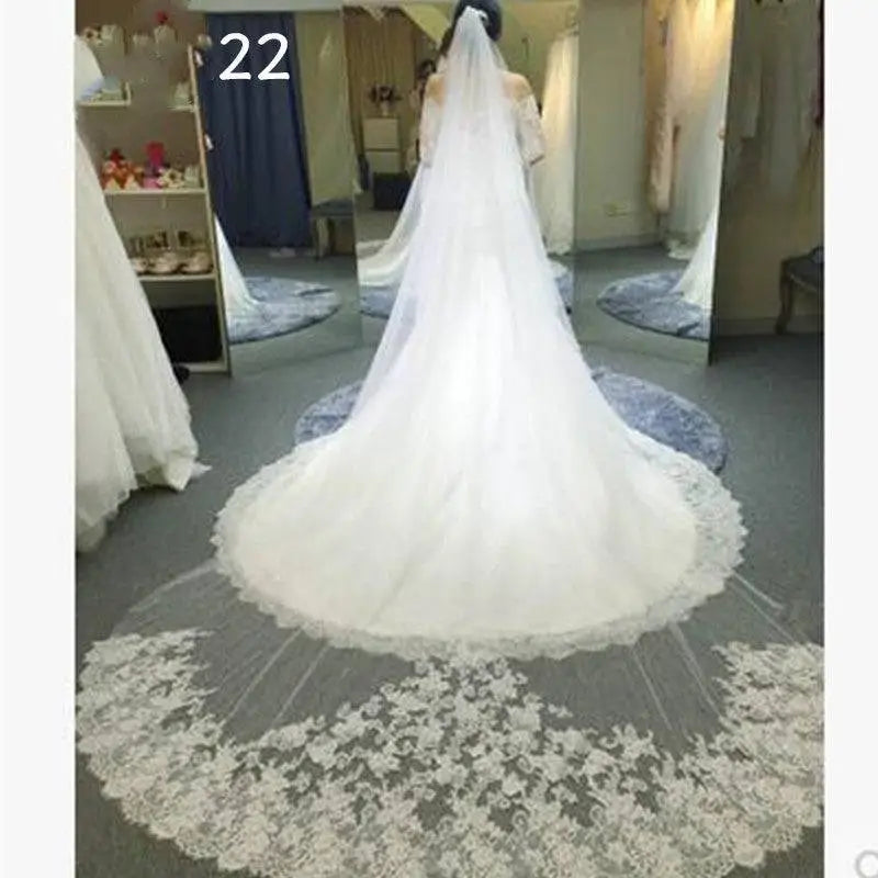 Long Lace Wedding Veil, Wide Style