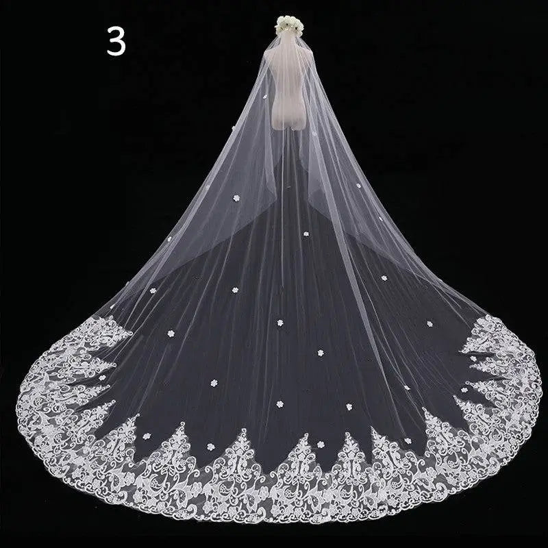 Long Lace Wedding Veil, Wide Style