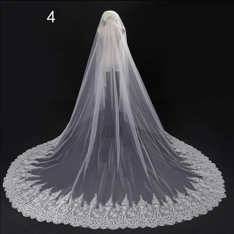 Long Lace Wedding Veil, Wide Style