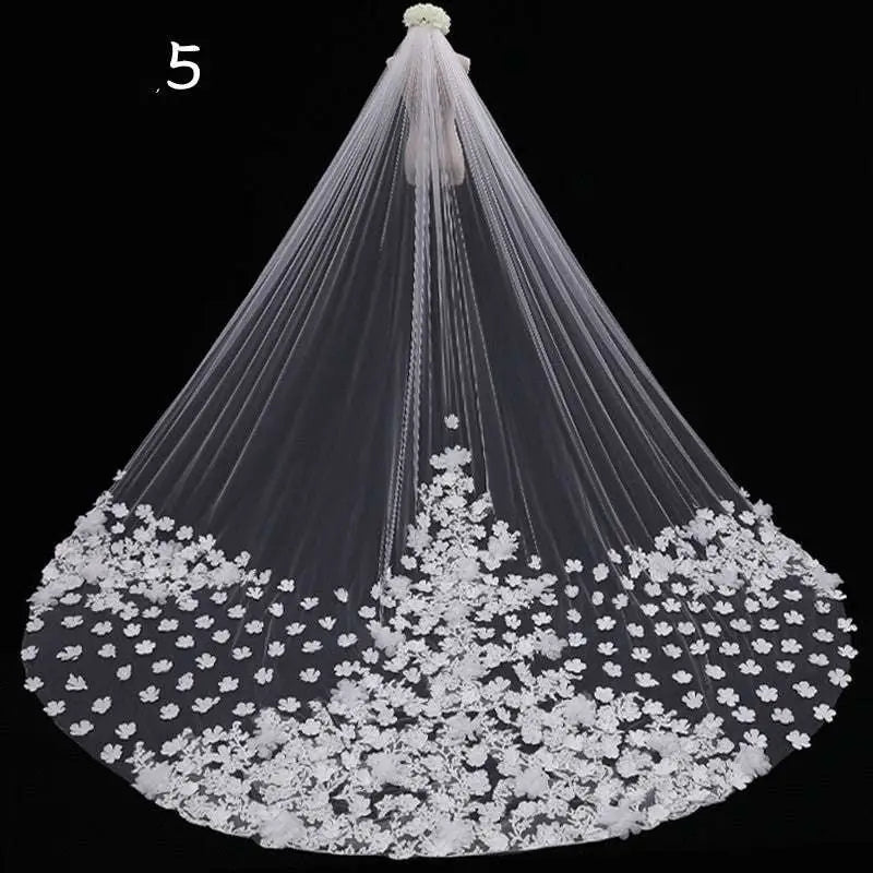 Long Lace Wedding Veil, Wide Style