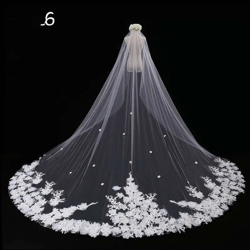 Long Lace Wedding Veil, Wide Style