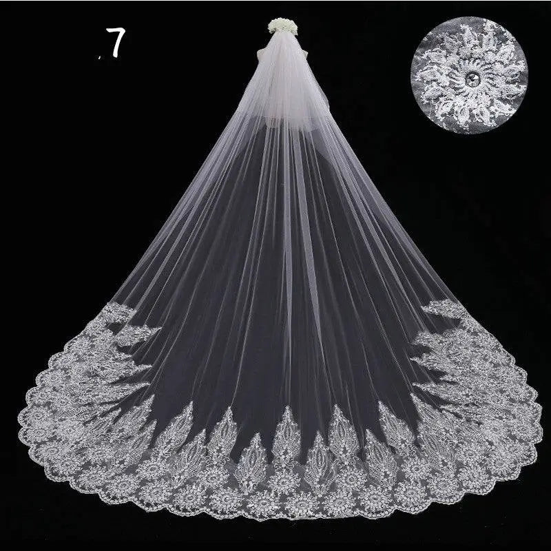 Long Lace Wedding Veil, Wide Style