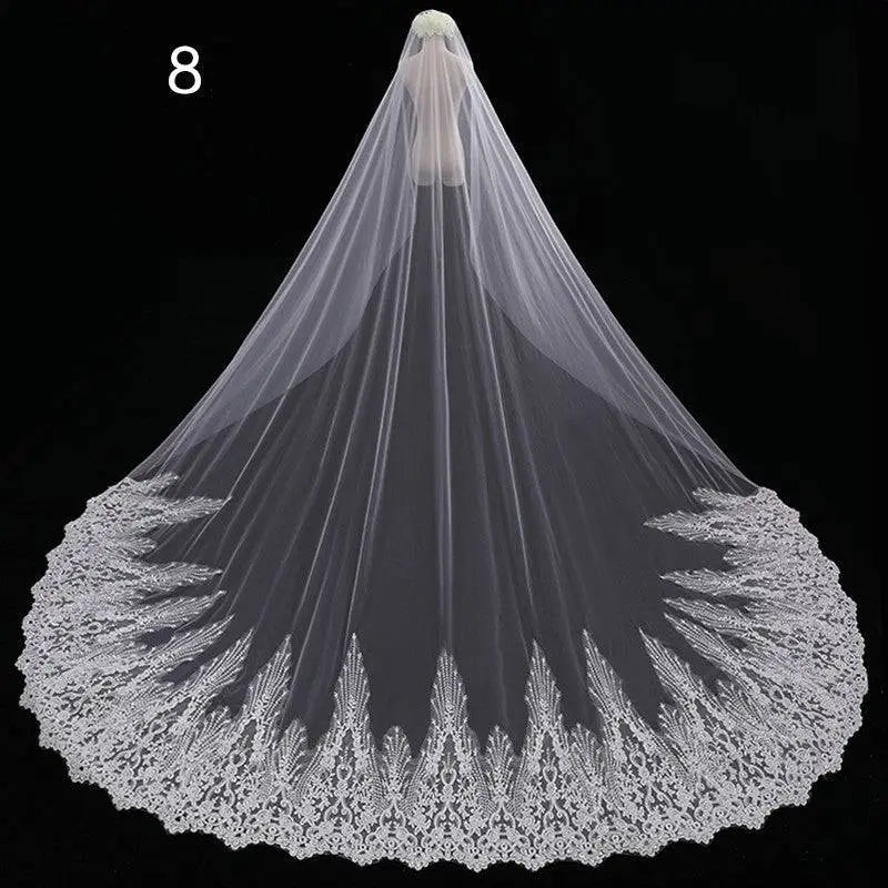 Long Lace Wedding Veil, Wide Style