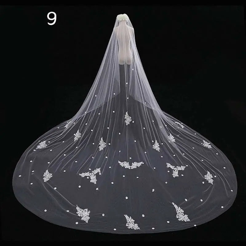 Long Lace Wedding Veil, Wide Style