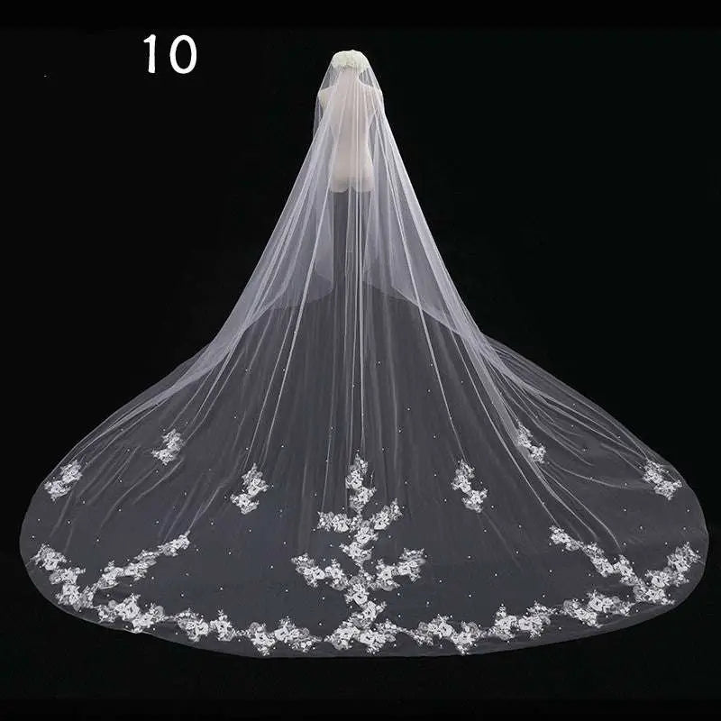 Long Lace Wedding Veil, Wide Style
