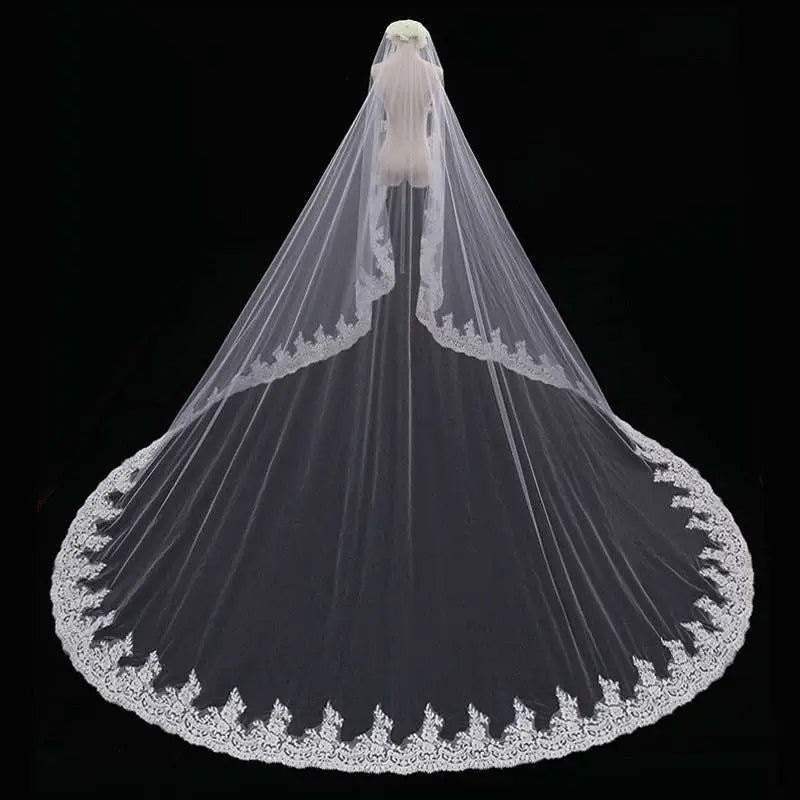 Long Lace Wedding Veil, Wide Style