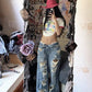 Plus Size American High Street Wide Leg Ripped Denim Women's Summer Retro High Waist Straight-leg Loose Mop Pants Pants