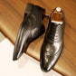 Men Black Leather Shoes Rubber Sole Brogues