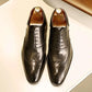 Men Black Leather Shoes Rubber Sole Brogues