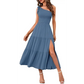 Mint Green Pleated Layered Hem Split Dress