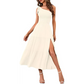 Mint Green Pleated Layered Hem Split Dress