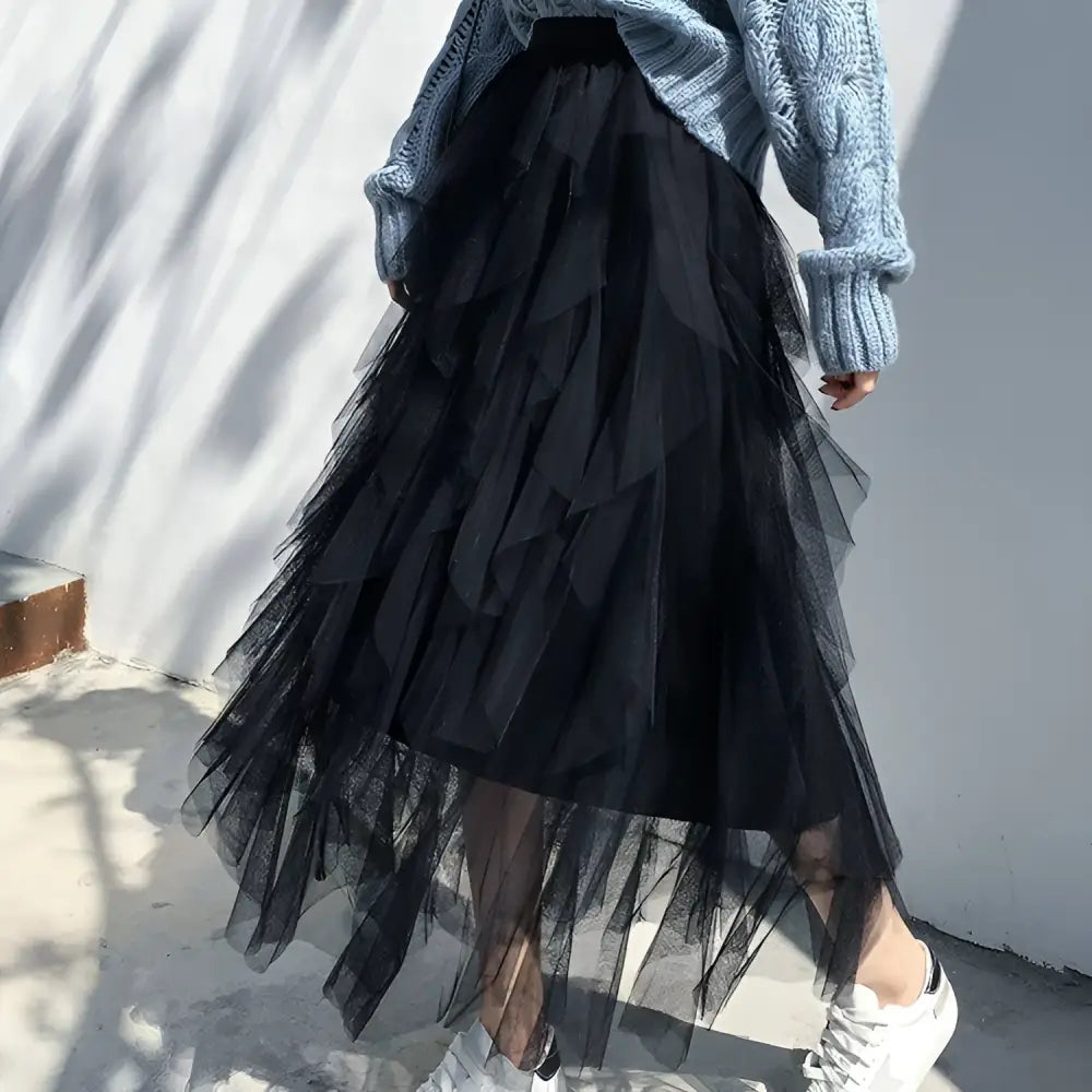 Tiered Mesh Skirt