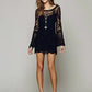 2021 hot sale flower pattern long sleeve loose hook beach dress women's hollow out sexy lace dress elegant sexy lace beach dress