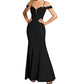 Navy Beaded Sling Evening Long Dress