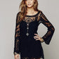 2021 hot sale flower pattern long sleeve loose hook beach dress women's hollow out sexy lace dress elegant sexy lace beach dress