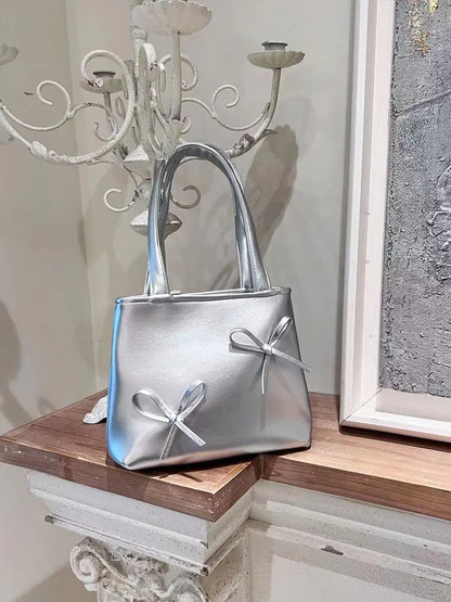Mini Silver Bow Phone Bag
