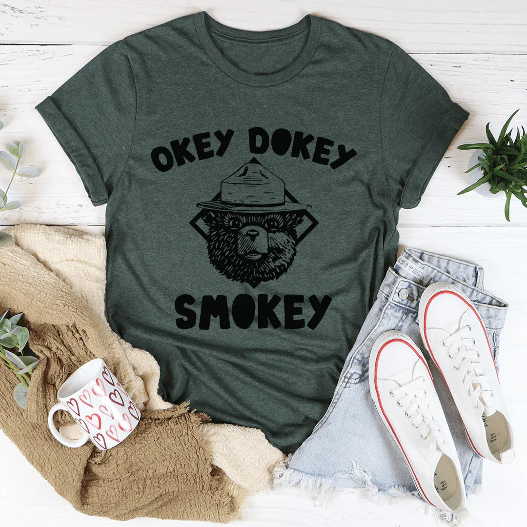 Okey Dokey Smokey Graphic Top – Funny Retro Saying T-Shirt