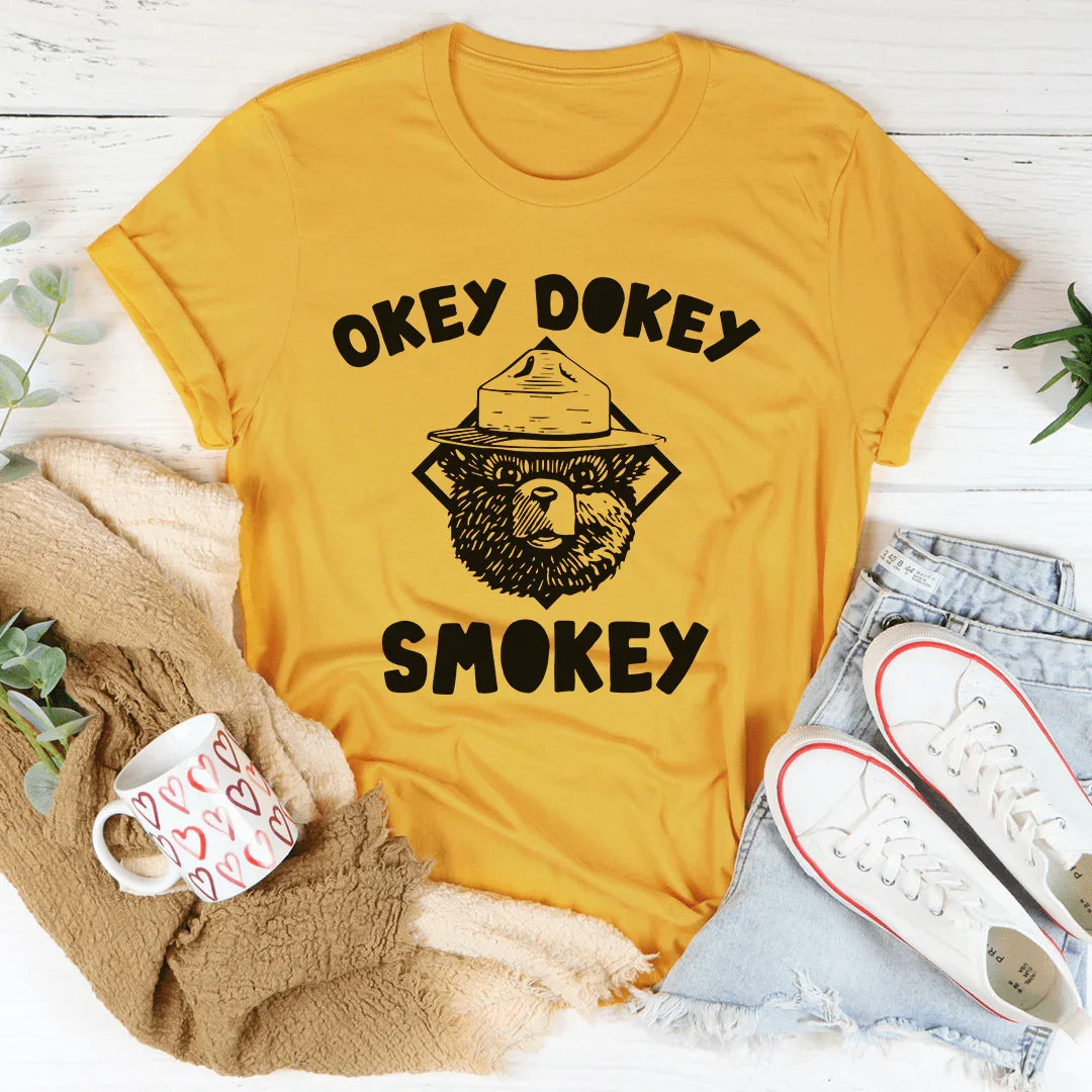 Okey Dokey Smokey Graphic Top – Funny Retro Saying T-Shirt