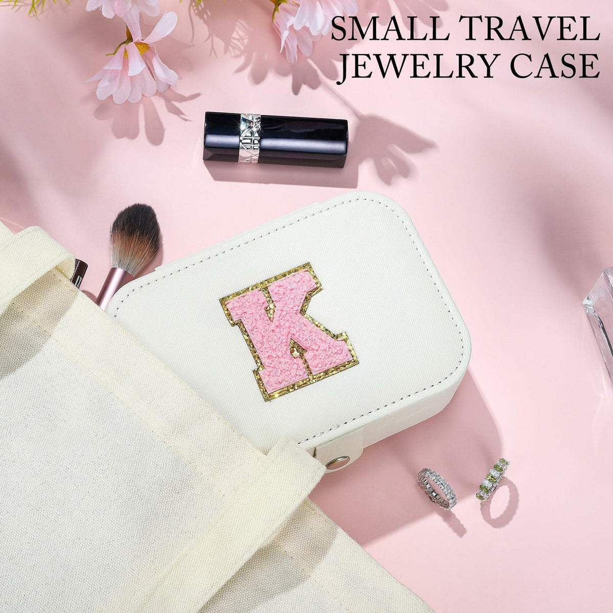 Parima Medium Jewelry Box Travel Organizer Mini Case White Initial G