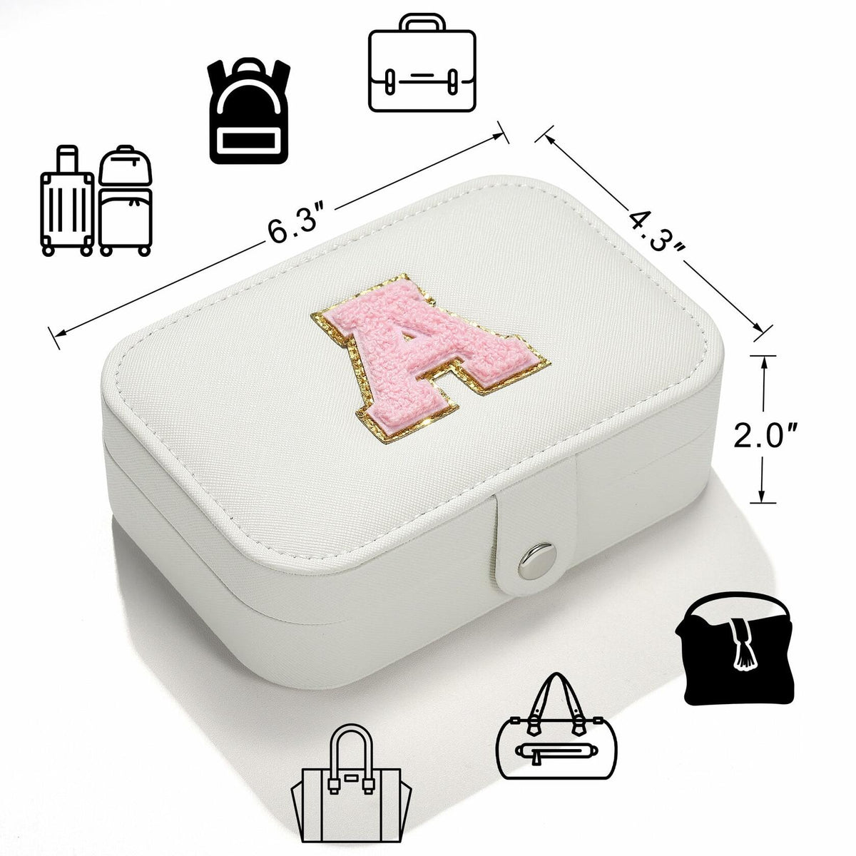 Parima Medium Jewelry Box Travel Organizer Mini Case White Initial G