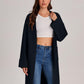Bloggerlove Women's Black Cardigan Sweater 2024 Fall Oversized Coatigan