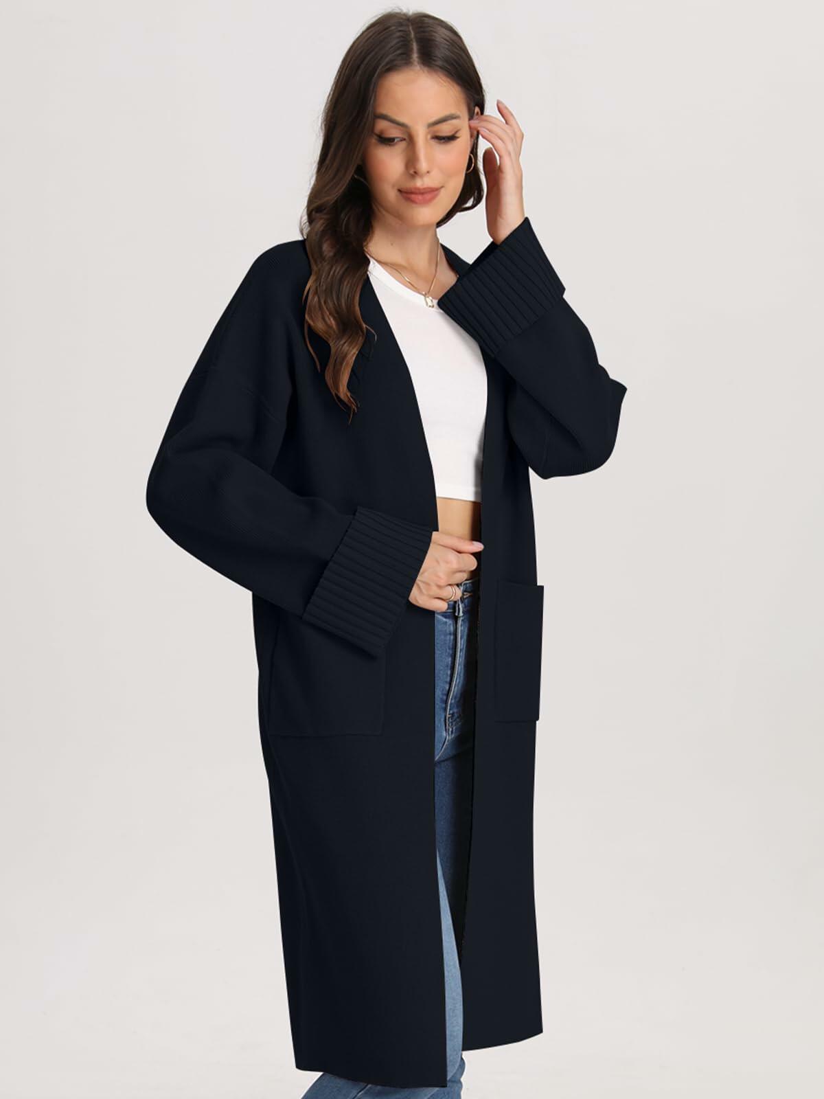 Bloggerlove Women's Black Cardigan Sweater 2024 Fall Oversized Coatigan