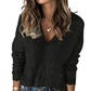 EVALESS Women's Medium Black V Neck Striped Sweater Pullover Knit Top