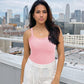 Abonlen Womens Ribbed Tank Top Pink XS Sleeveless Scoop Neck Soft Tee
