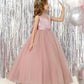 JISISANG Toddler Satin Tulle Dress Champagne Bow-Knot Flower Girl - Size 2