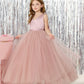 JISISANG Toddler Satin Tulle Dress Champagne Bow-Knot Flower Girl - Size 2