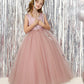 JISISANG Toddler Satin Tulle Dress Champagne Bow-Knot Flower Girl - Size 2